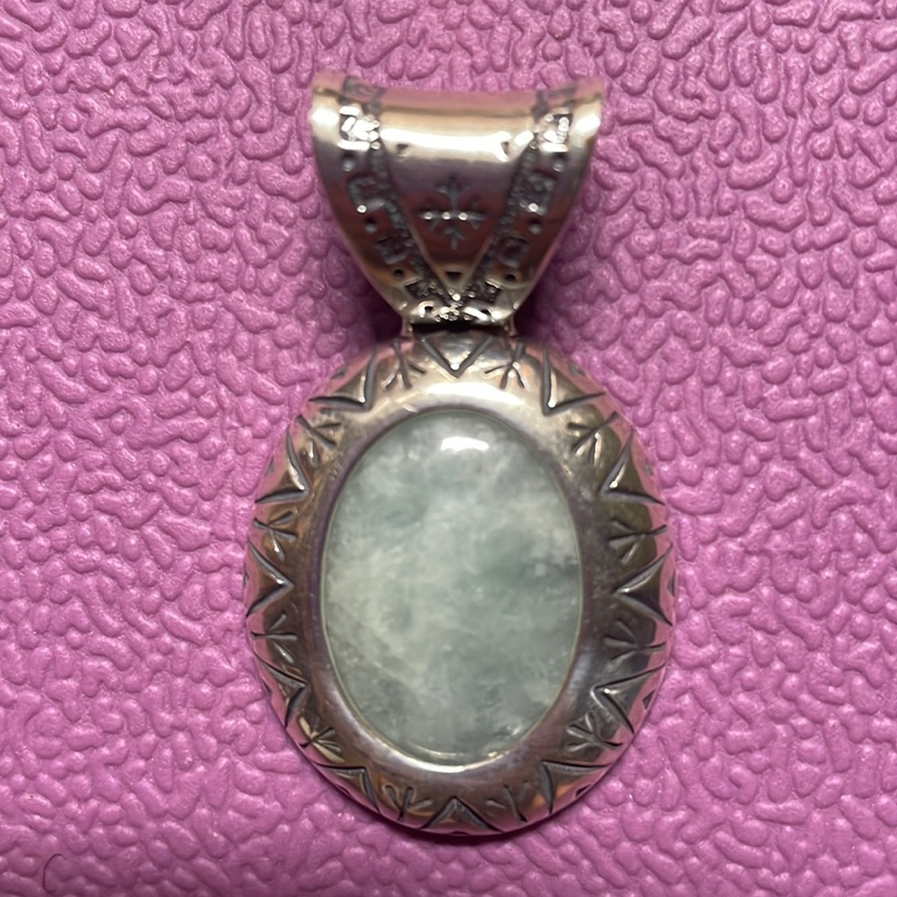 Carolyn Pollack Sterling Silver Green Prehnite Pendant